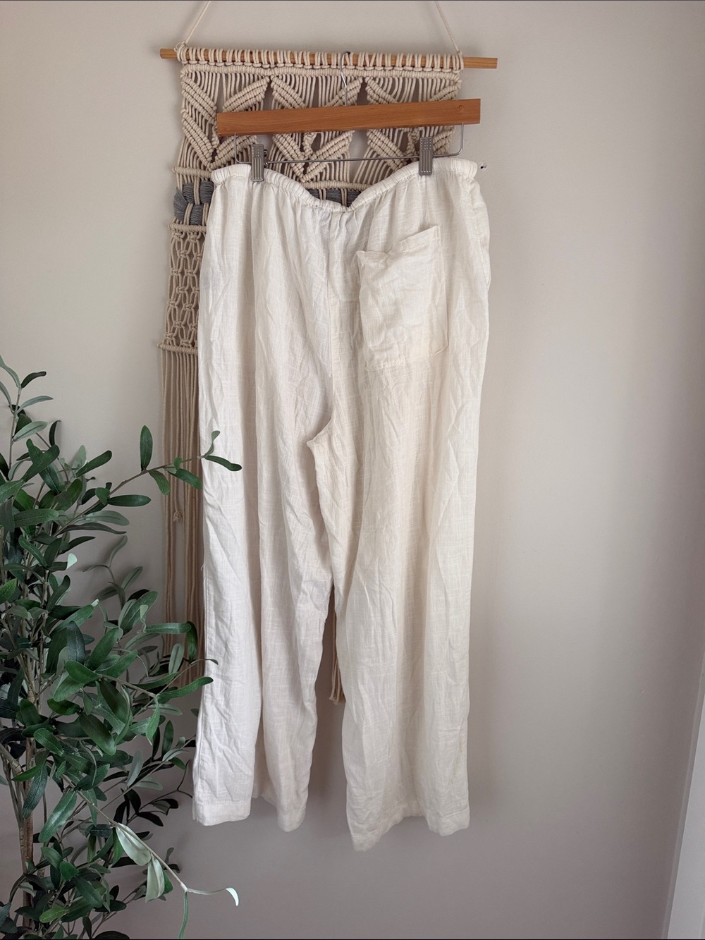 ASOS Cream Wide-Leg Drawstring Pants - Picture 6 of 7